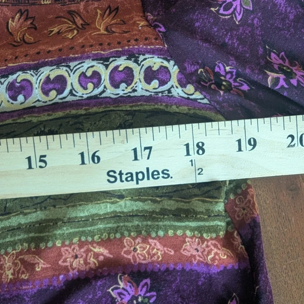 Vtg 90s 2 Pc Set Shorts Purple Floral‎ Rayon Button Up Short Sleeve Top Artsy MD